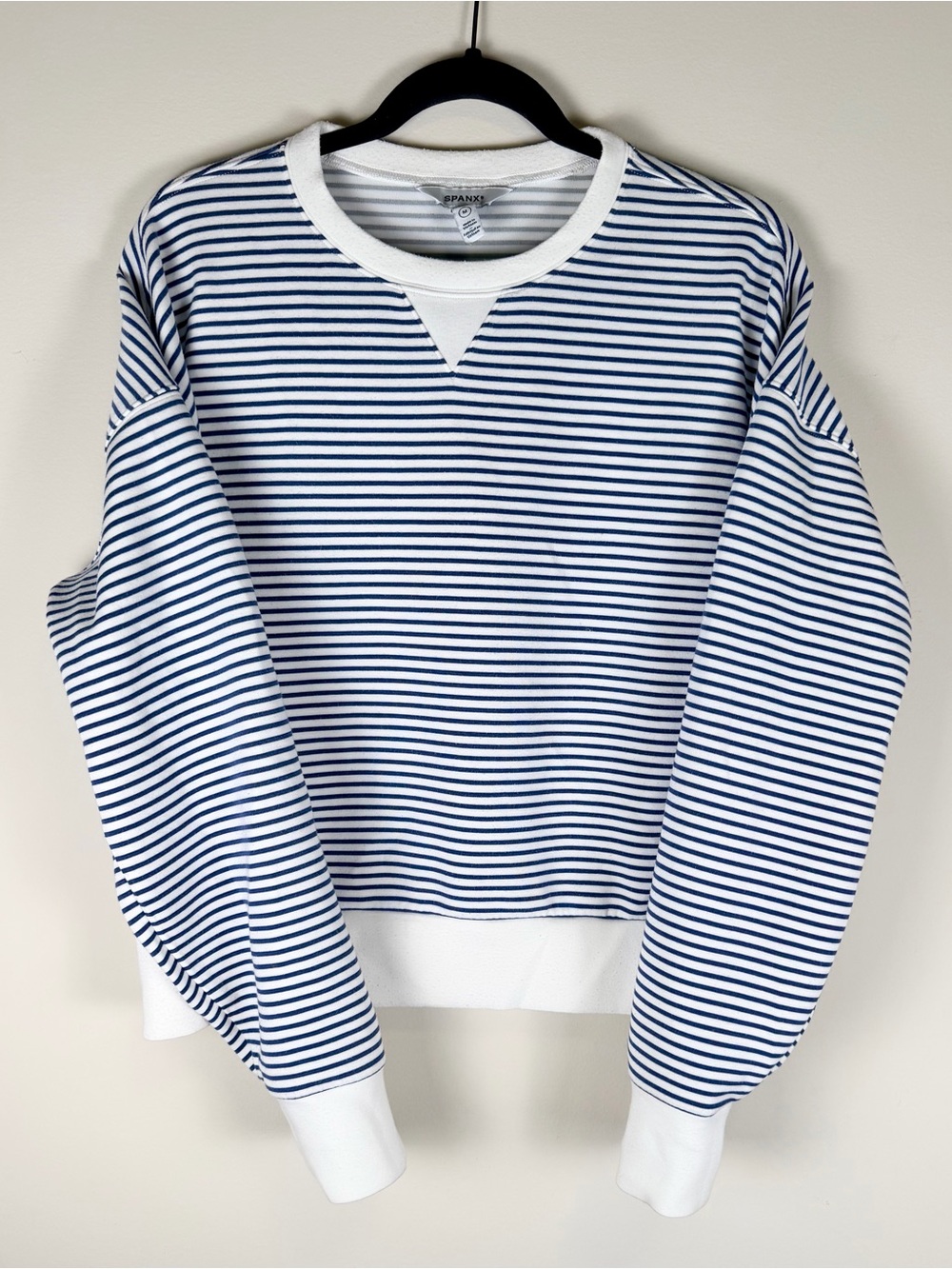 SPANX AirEssentials Navy & White Striped Crewneck